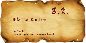 Büte Karion névjegykártya